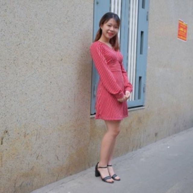 [Mã FATHANG5 giảm 10K đơn 50K] Đầm đối kẻ ăn gian chiều cao