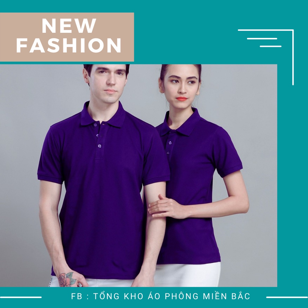 Áo POLO màu TÍM HUẾ - Áo phông Trơn Nam Nữ,ngắn tay có cổ,vải cao cấp không xù,co dãn 4 chiều. Nhận IN ẤN theo yêu cầu