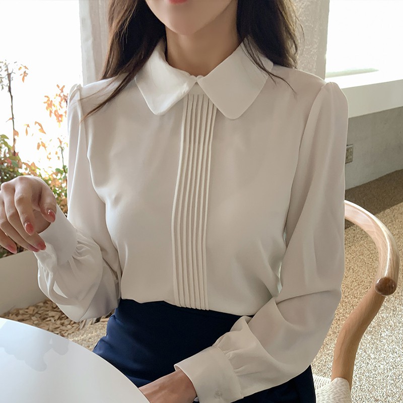 Áo sơ mi nữ trắng dài tay xếp ly Chunxuu thời trang công sở chất Lụa Hàn cao cấp - SP27