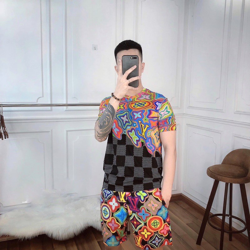 Bộ Thun Hè Lv Loang Hoa Chữ 7 Màu Kẻ Caro | BigBuy360 - bigbuy360.vn