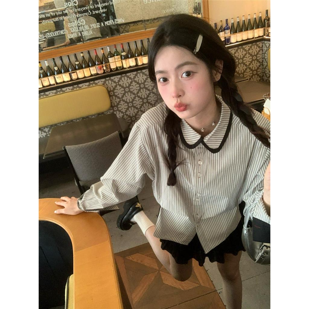 Áo Sơ Mi Kẻ Sọc Dài Tay Phối Màu Sắc Thời Trang 63493