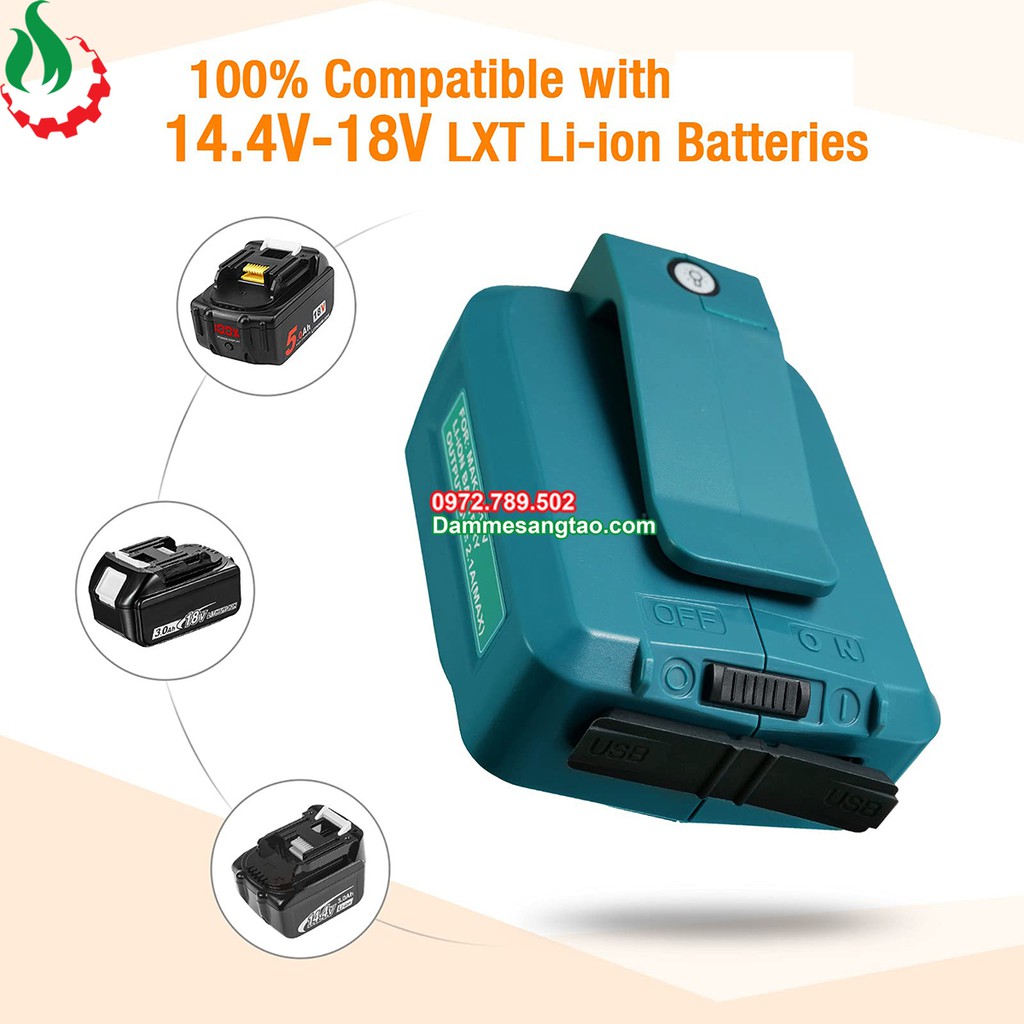 Đế chuyển pin makita 18V sang Usb 5V có đèn led