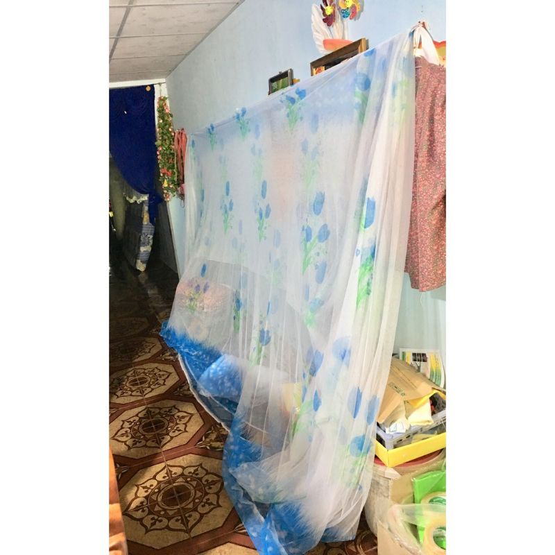 Vải mùng tuyn Hàn Quốc in hoa Tulip khổ 2m3