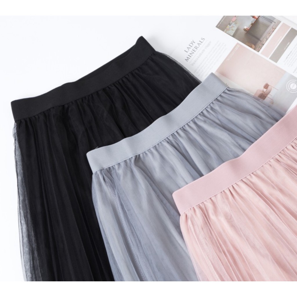 Chân Váy Lưới xếp ly xòe dài TuTu 3 Lớp  - Chân Váy Công Chúa màn tuyn dập ly xòe dài babydoll