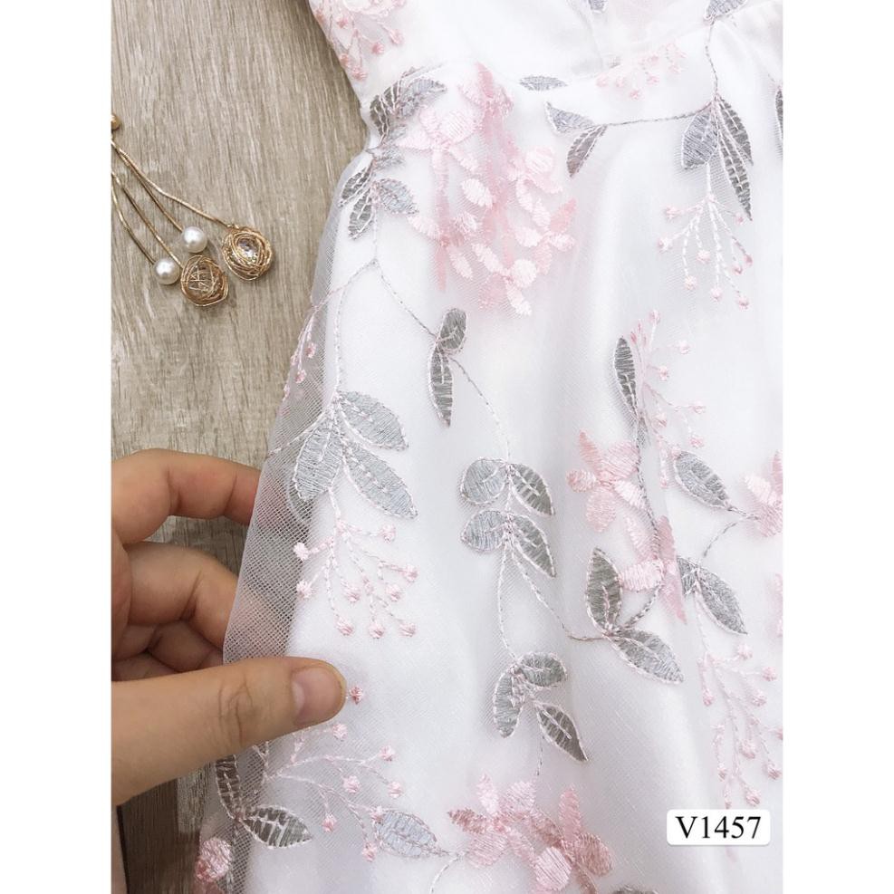 Đầm cao cấp 2 lớp phủ voan thuê hoa hàng thiết kế V1457_Mie Design [kèm ảnh thật]