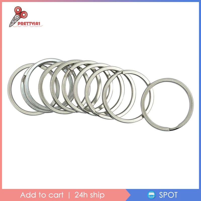 [Prettyia1] Vòng Móc Chìa Khóa Tròn Chia Ngăn Bằng Thép Không Gỉ 35Mm DIY