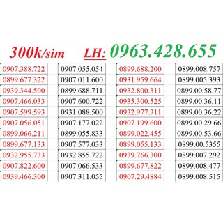 Sim Mobiphone đầu 09 08 giá 300k