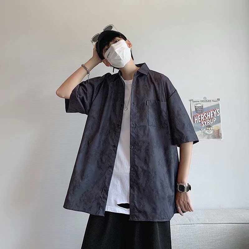 Áo sơ mi nam tay ngắn phong cách đường phố màu sặc độc đáo