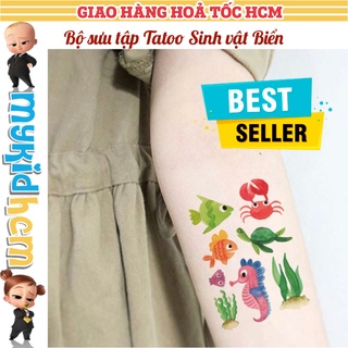 Sticker hình xăm dán tuổi thơ TATOO SINH VẬT BIỂN NGỰA PONY UNICORN đồ chơi cho bé gái BỘ SƯU TẬP 1