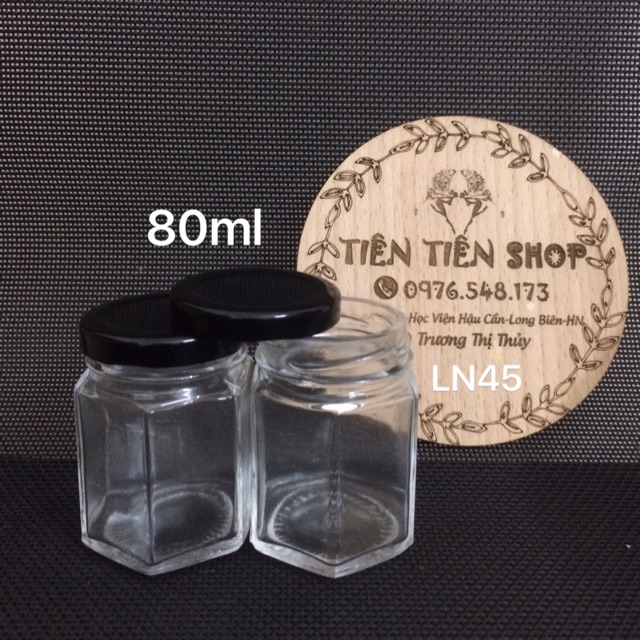 Hũ thuỷ tinh 80ml lục lăng nắp thiếc