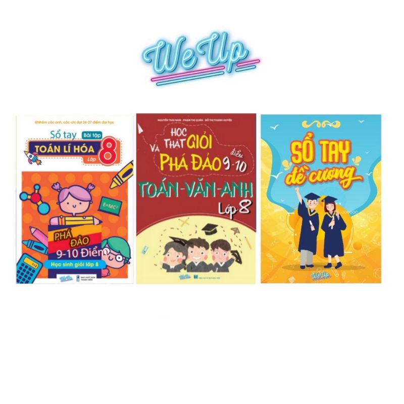 Combo 3 Cuốn Sổ Tay Bài Tập Toán Lí Hóa lớp 8, Toán Văn Anh Lớp 8, Đề Cương