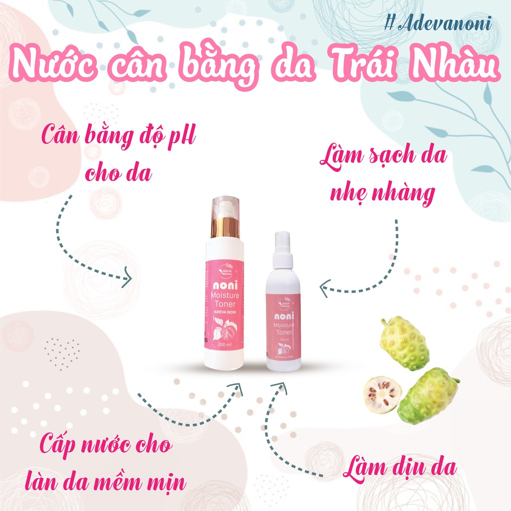 Nước cân bằng da ⚡FREESHIP⚡Xịt khoáng Trái nhàu không cồn, cấp nước cho da căng mọng - 230 ml - Adeva Noni