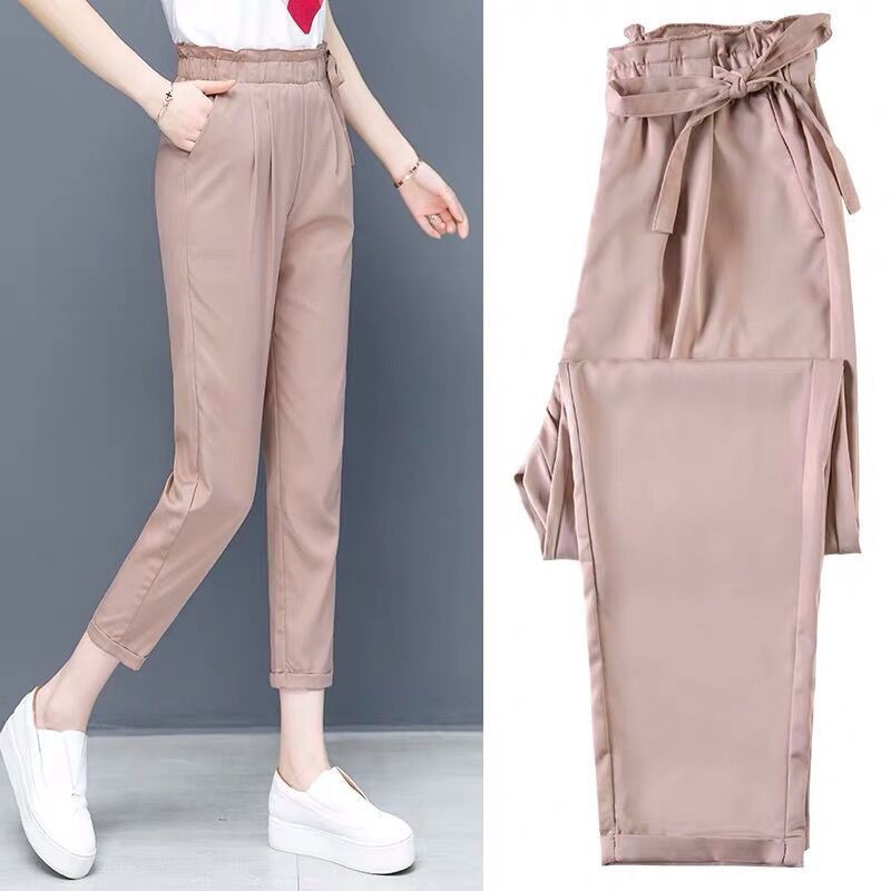 Women's Pants New Bud Waist Pink Slimming Casual Cropped Trousers