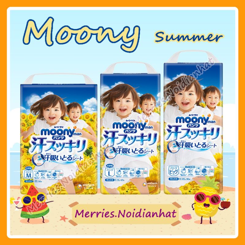 Bỉm/Tã Moony SPECIAL phiên bản MÙA HÈ nội địa Nhật chính hãng size quần M56/L42/XL36