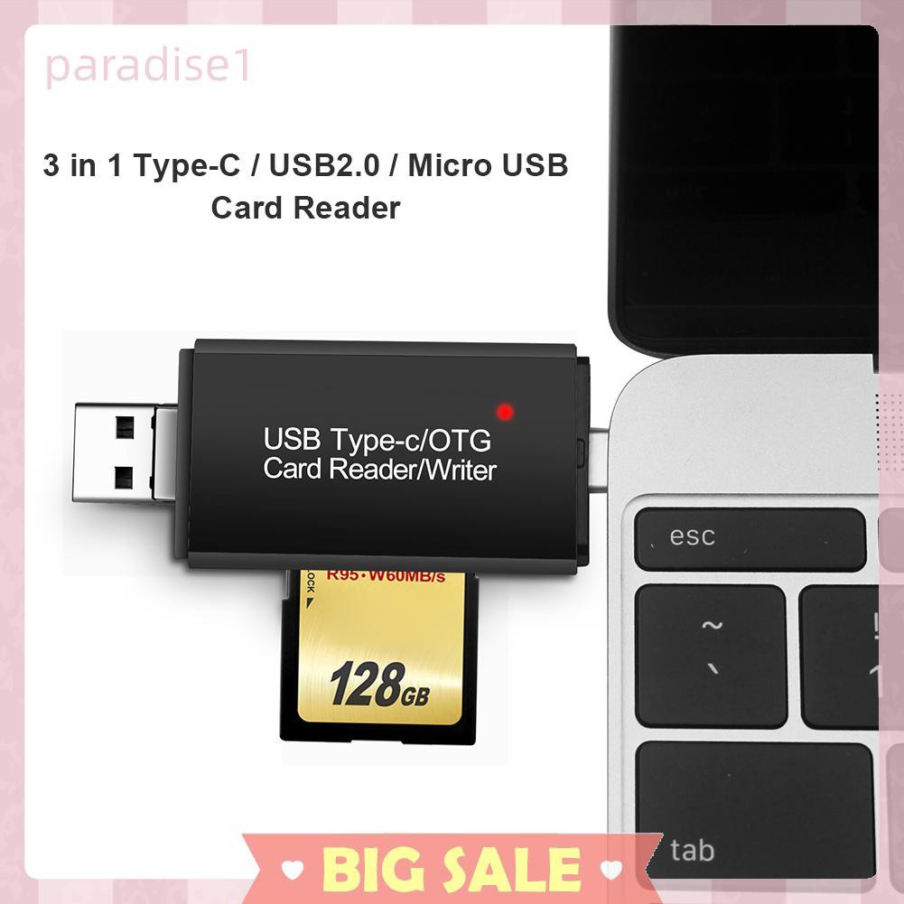 Đầu Đọc Thẻ Nhớ 3 Trong 1 Loại C USB Micro OTG | BigBuy360 - bigbuy360.vn