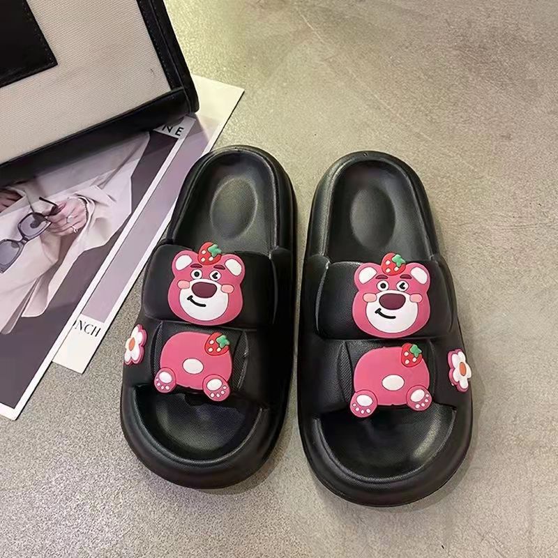 Dép quai ngang nữ đế bánh mì cực êm, thiết kế xinh xắn đính hình mèo và gấu cute