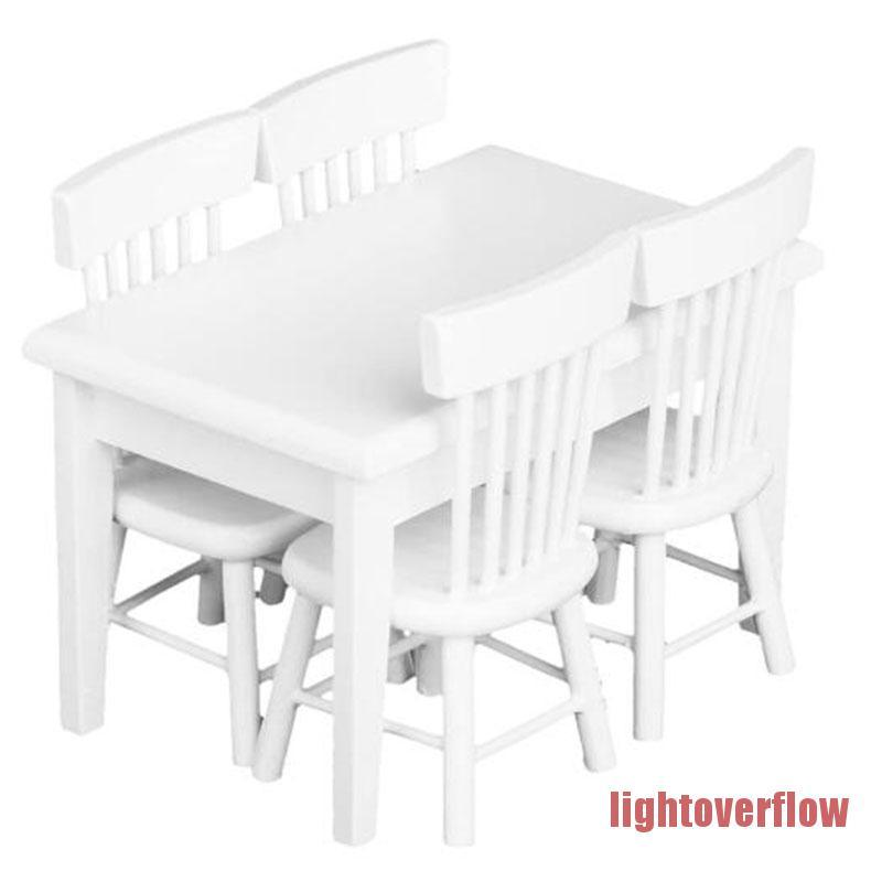 Bộ Bàn Ghế Mini Màu Trắng Trang Trí Nhà Búp Bê Tỉ Lệ 1: 12