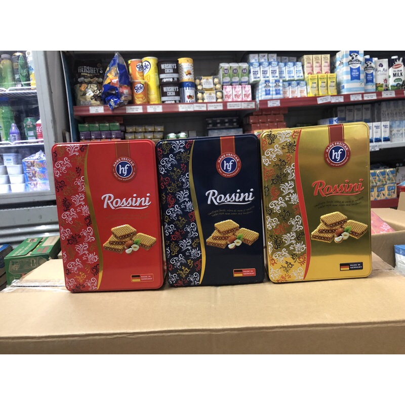 Bánh Xốp Kem Cacao & Hạt Phỉ Hans Freitag Rossini Hộp Thiếc 250gr