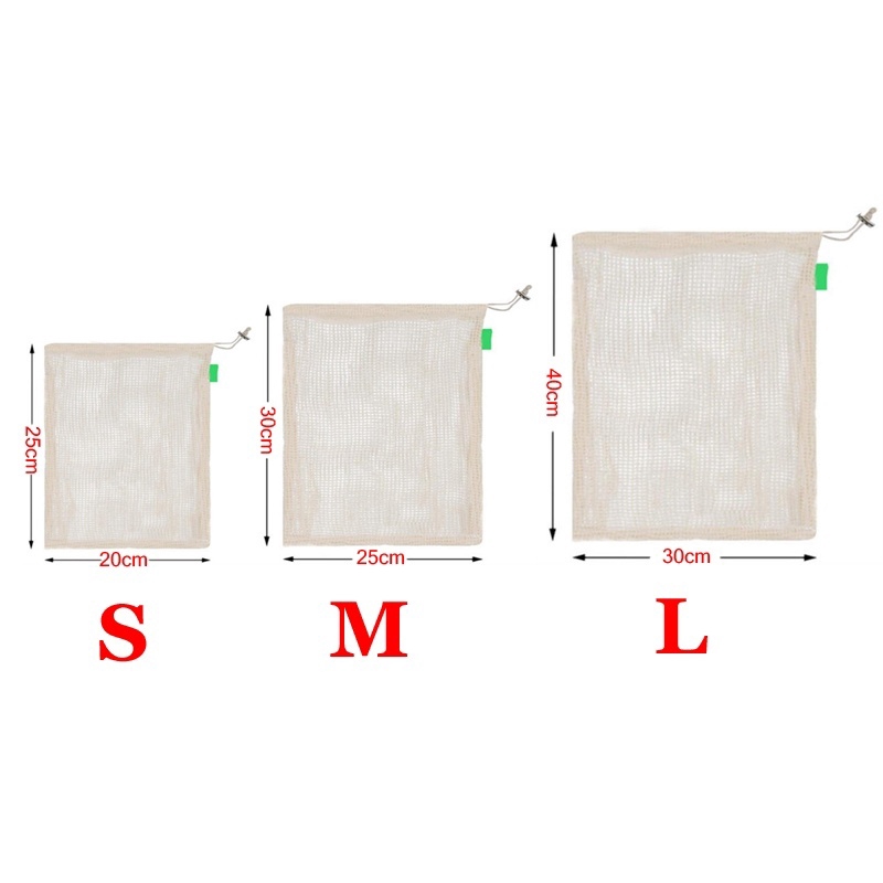 1 Chiếc Túi Lưới Cotton Tự Nhiên Hữu Cơ Có Thể Tái Sử Dụng để Mua Sắm Và Lưu Trữ (S / M / L)