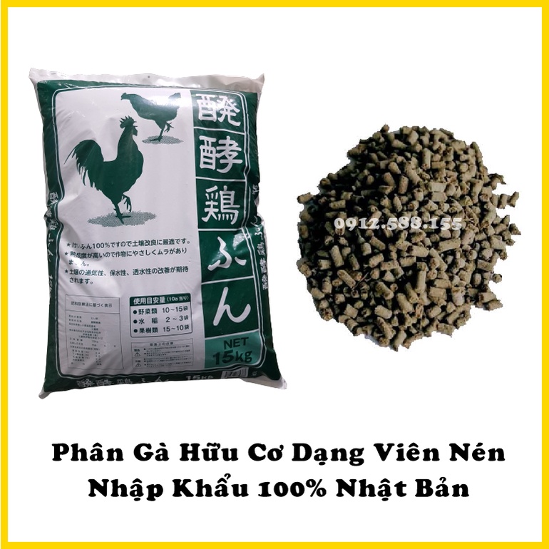 1kg Phân gà hữu cơ Nhật Bản dạng viên, bón được cho tất cả các loại cây trồng, rau, củ, quả