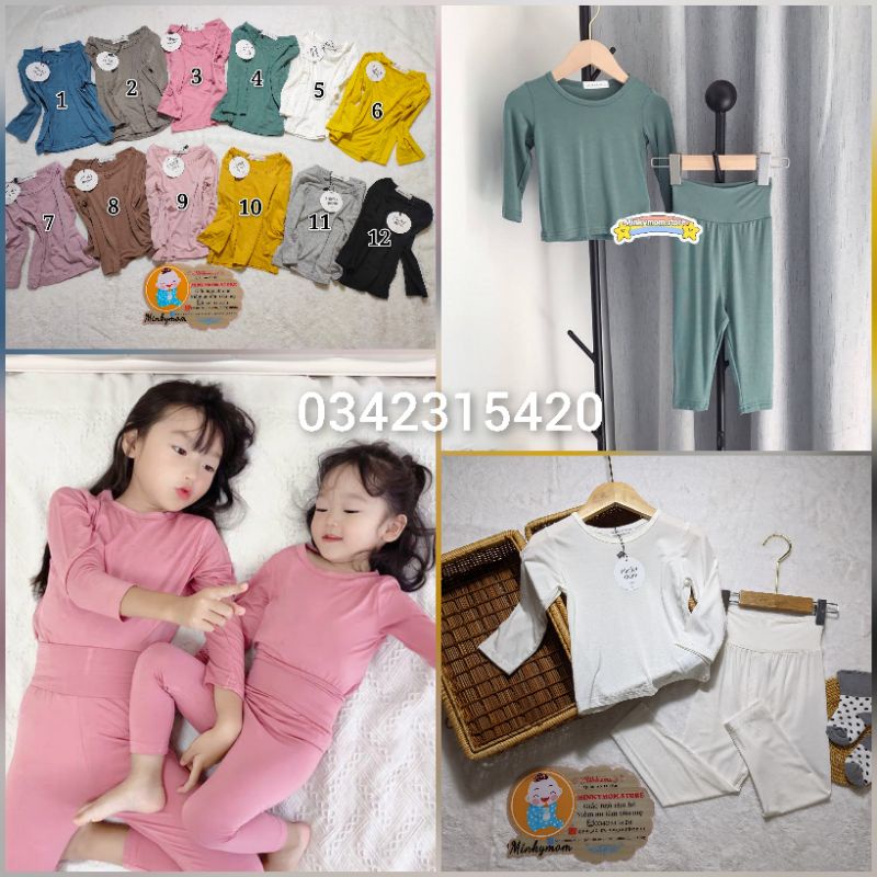 [Màu 1-6]- Bộ Đồ Dài Tay Thun Lạnh Cạp Cao MINKYMOM QUẢNG CHÂU Chống Muỗi Mặc Mùa Mưa