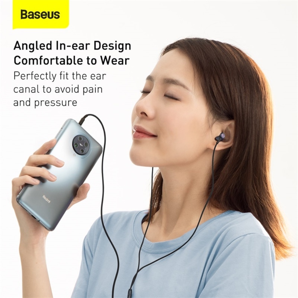 Tai Nghe Nhét Tai Baseus H19 - Âm Thanh Nổi 6D, Mic Cho Điện Thoại, Dây 3.5mm, Độ Tương Thích Cao, Dây TPE Chống Rối