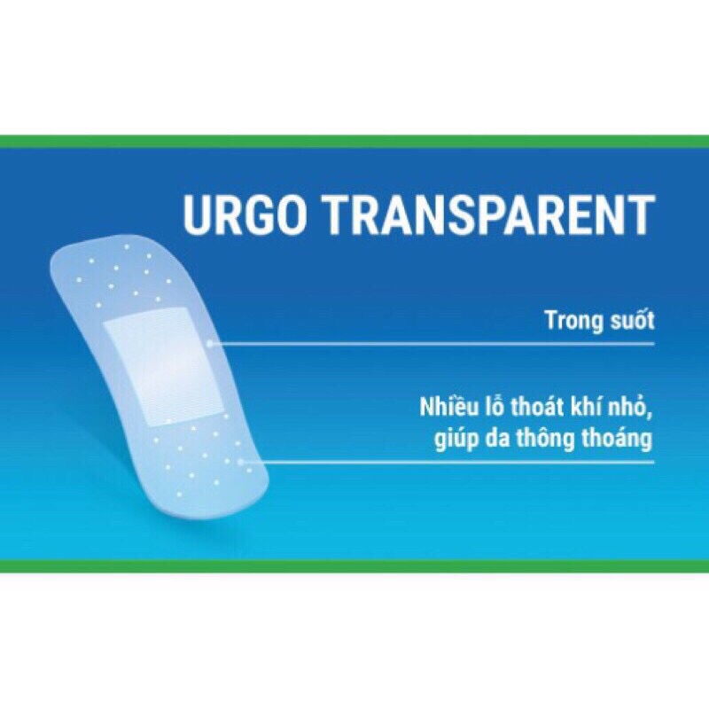 Urgo transparent hộp 4 kích cỡ và hộp 100 miếng trong suốt