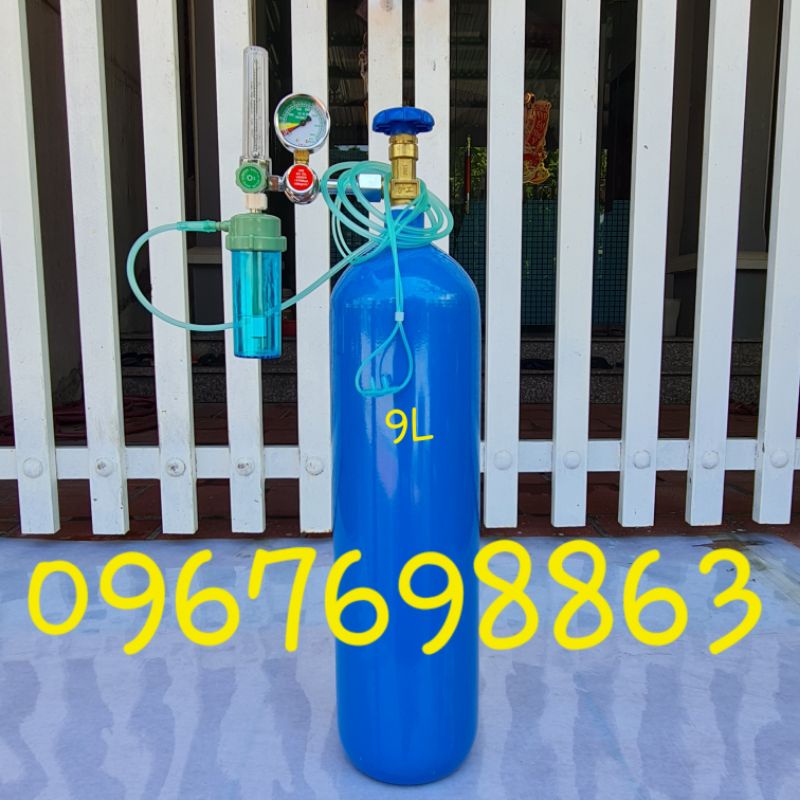 Bình Oxy Y Tế 9L+Đồng Hồ Và Dây Thở