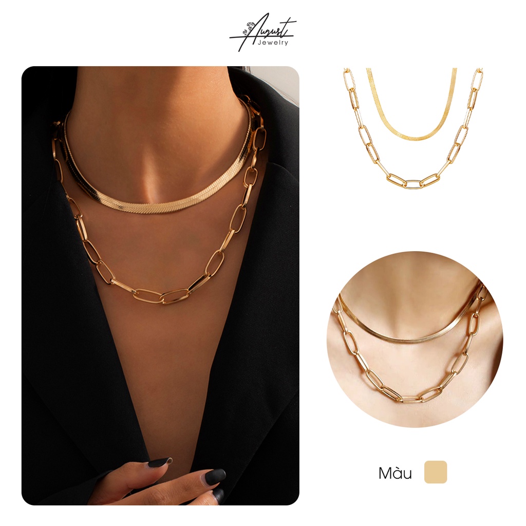 [Augustcloth | AugustJewelry] Dây chuyền/ vòng cổ hợp kim mắc xích và bản dẹt phong cách Hàn Quốc