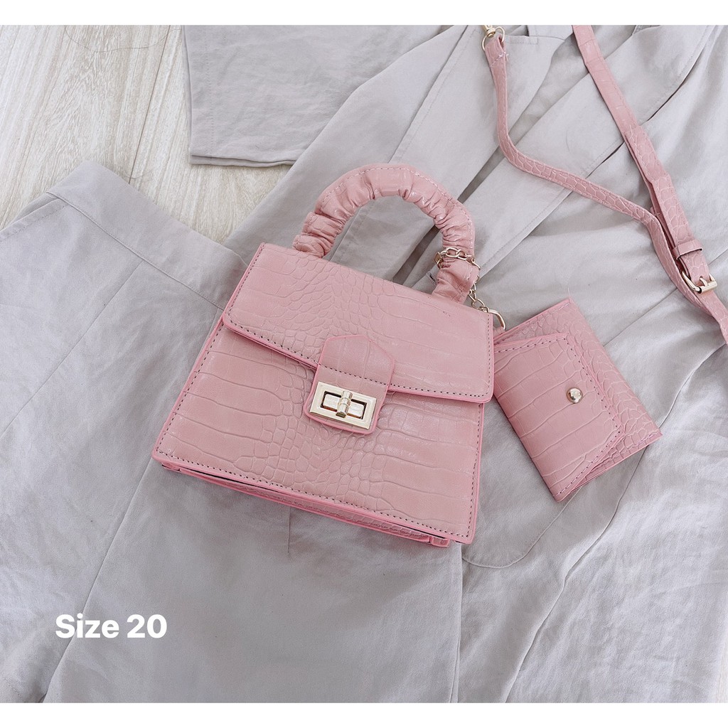Túi xách nữ thời trang, Bộ túi đeo chéo nữ vân da đẹp quai nhăn giá rẻ | BigBuy360 - bigbuy360.vn