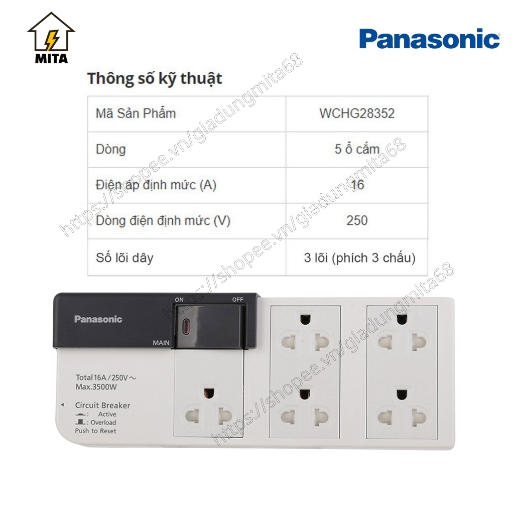 Ổ cắm điện Panasonic - Ổ cắm dài Panasonic - MITA