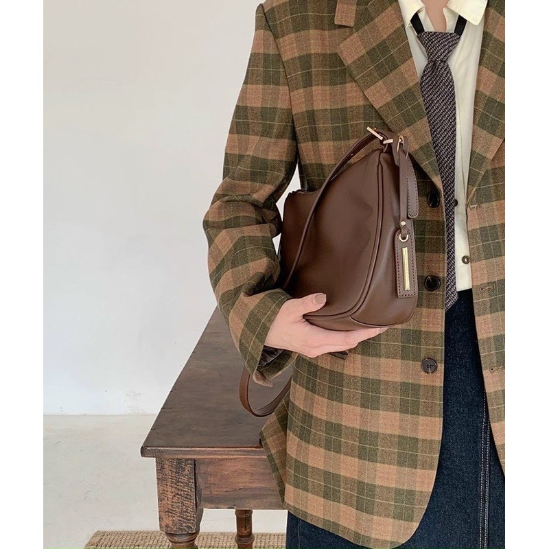 Túi Mi.co.cahh da mềm cặp nách nâu