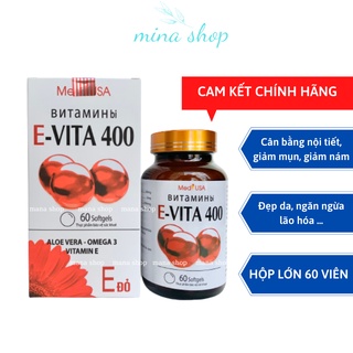Vitamin E đỏ E-VITA 400 MED USA, giúp làm đẹp da, sáng da, chống oxy hóa, căn bằng nội tiết tố, hộp 60 viên