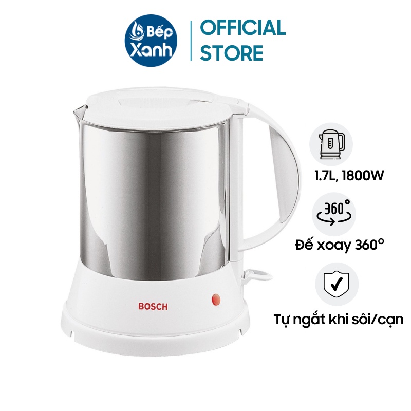 [Mã ELHADEV giảm 4% đơn 300K] Bình Đun Siêu Tốc Bosch TWK1201N - 1.7L - Công Suất 1800W - Bảo Hành 2 Năm