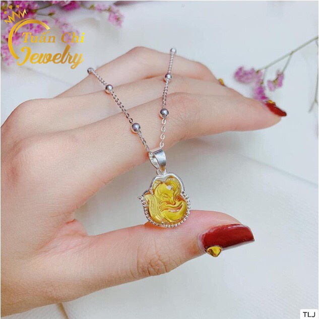 Mặt Vòng Cổ Bạc- Mặt Dây Chuyền Hồ Ly Đá Đủ Màu Kèm Ảnh Thật