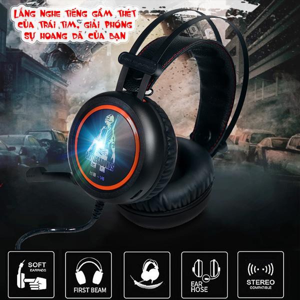 Tai Nghe Chụp Tai Chuyên Game V6 Jack 3.5/7.1 có micro kết nối dây nhận gọi video,trong phòng net ký túc xá