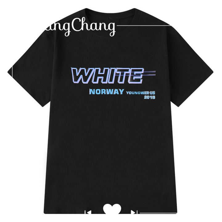 Áo thun tay lỡ dáng rộng cổ tròn trắng đen cho nữ chất cotton mịn mát in ngực White mã TL.656