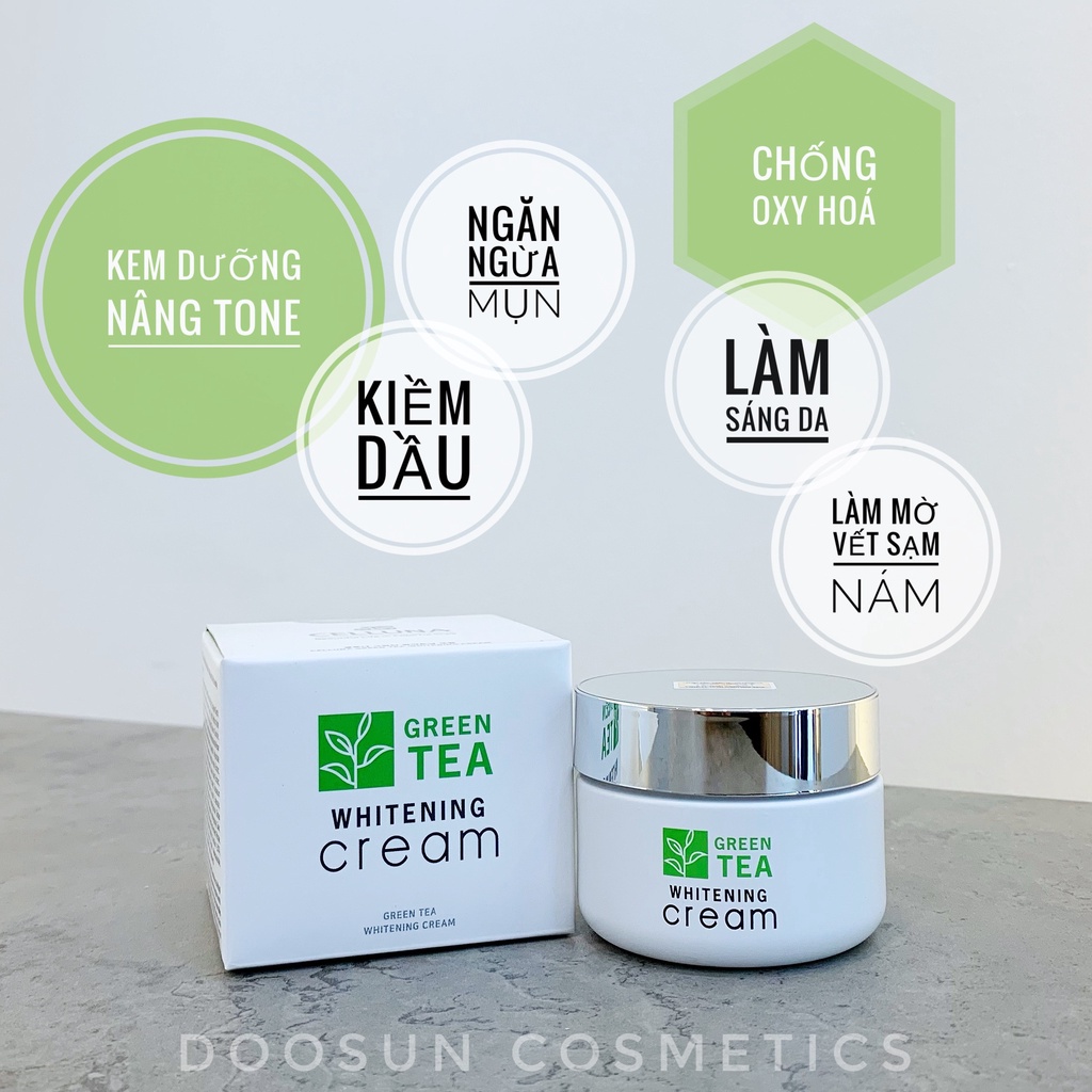 CELLUNA GREEN TEA WHITENING CREAM/ KEM DƯỠNG DA NÂNG TONE TRÀ XANH