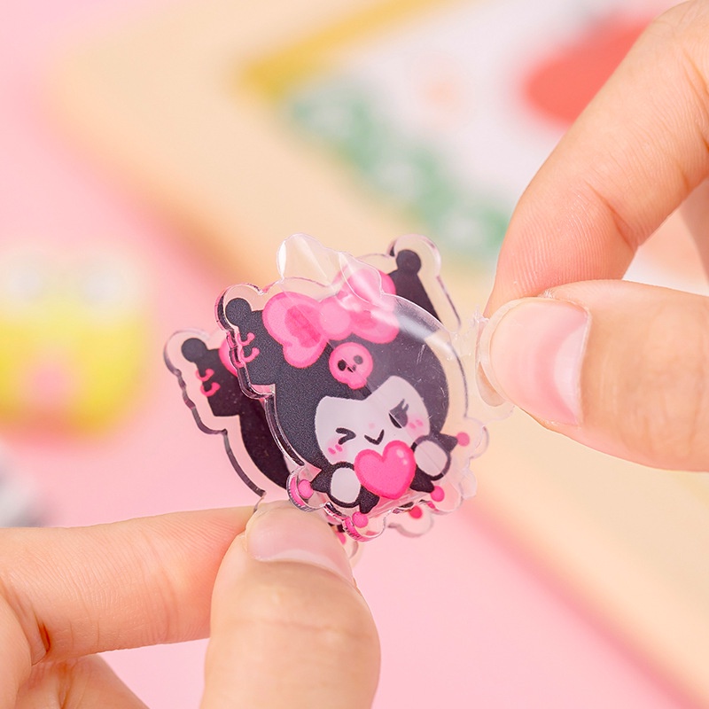 1 Kẹp Hai Mặt Bằng Acrylic Trong Suốt In Hình Kuromi Sanrio Dễ Thương
