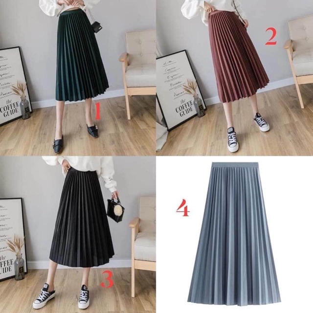 Chân váy xếp ly to Hàn Quốc dài qua gối sang chảnh | BigBuy360 - bigbuy360.vn