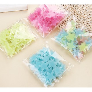Gói 100 ngôi sao dán tường dạ quang 3cm, trang trí nhà cửa, sao phát sáng