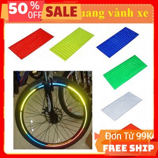 [RẺ VÔ ĐỊCH] Bộ miếng dán phản quang vành bánh xe máy xe đạp trang trí ( 1 bộ dán 1 bên vành. 1 bánh xe cần mua 2 bộ)