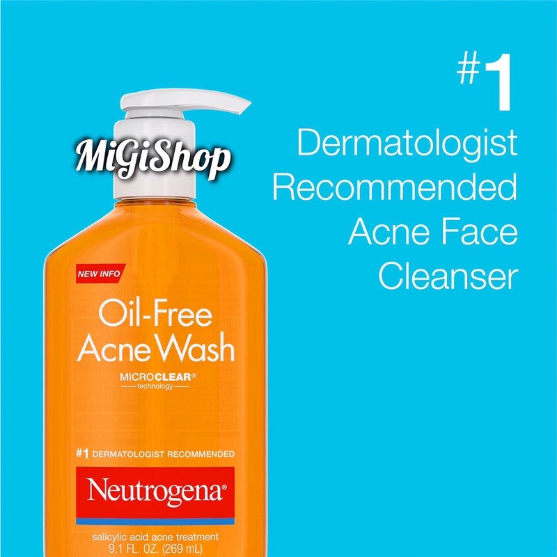 [Hàng Mỹ] Sữa Rửa Mặt Neutrogena Oil Free Acne Wash