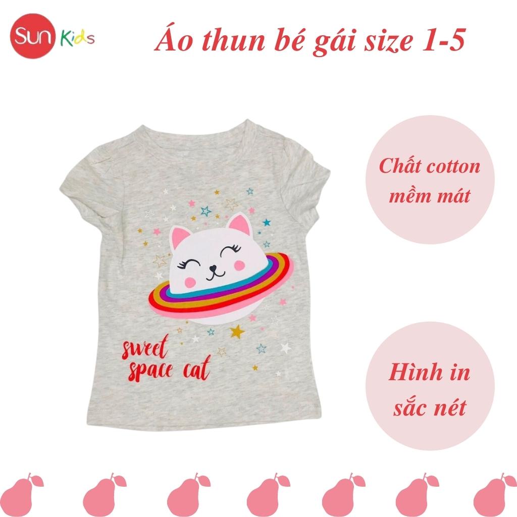 Áo thun cho bé gái, áo phông bé gái chất cotton mềm mát, size 1 - 5 tuổi - SUNKIDS