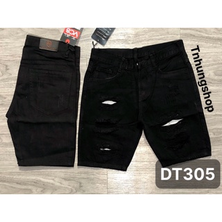Quần đùi short jean nam đen rách có lót Mã 305