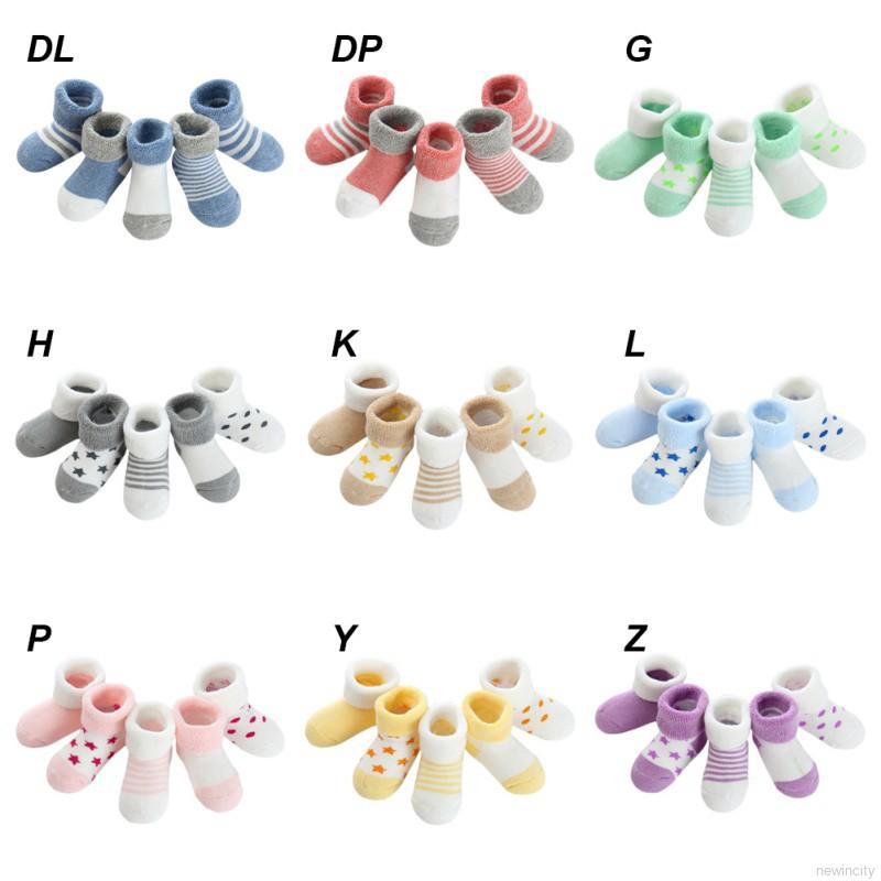 Bộ 5 Đôi Vớ Cotton Giữ Ấm Mang Trong Nhà Họa Tiết Hoạt Hình Xinh Xắn Dành Cho Bé Trai Và Bé Gái
