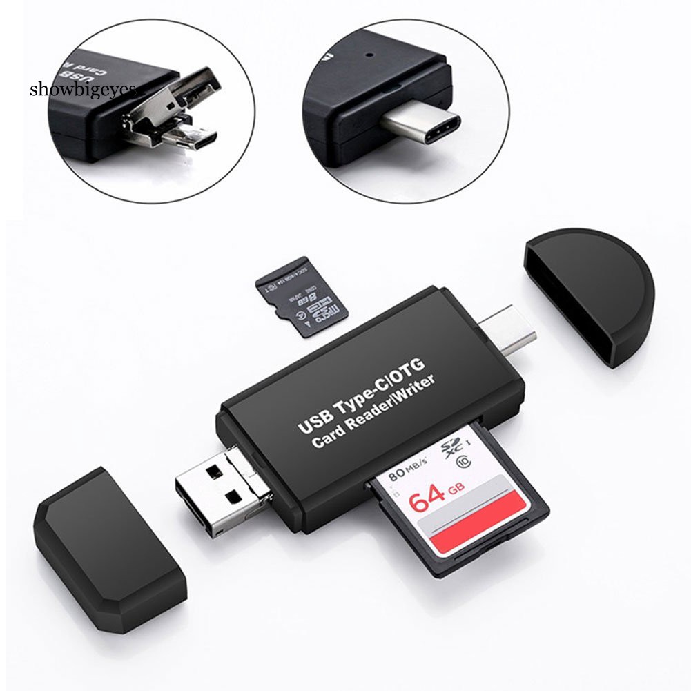 Đầu đọc thẻ USB 3.0 Micro-USB Type-C TF SD OTG 3 trong 1 đa chức năng