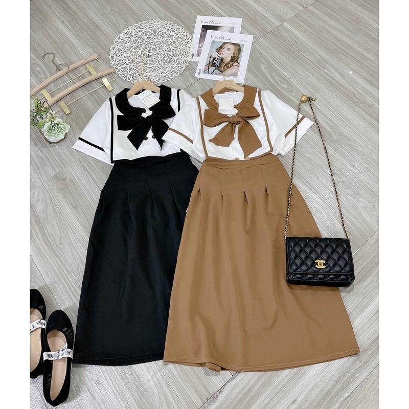 SET ÁO NƠ THUỶ THỦ MIX CHÂN VÁY