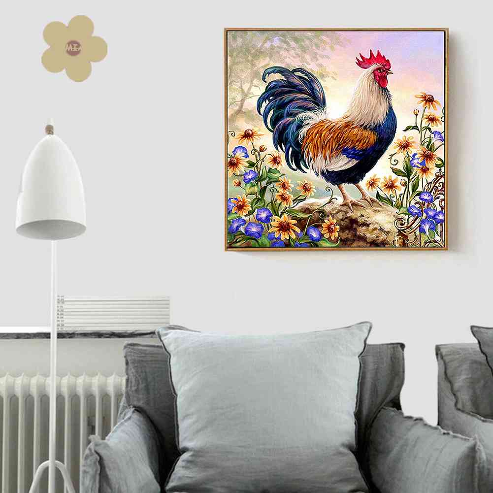 Tranh Đính Đá Kim Cương Toàn Bộ 5D DIY Hình Vẽ Con Gà Trống