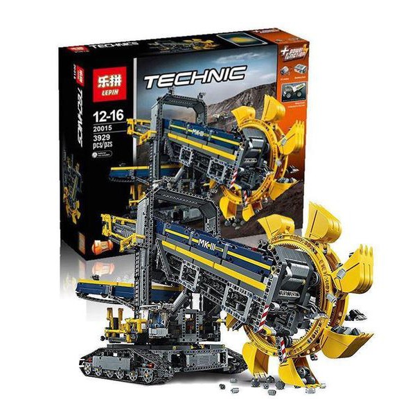 Lego Technic - Lepin 20015 , Leji 40028 ( Xếp hình Máy Xúc Đất Động Cơ Pin 3929 khối )